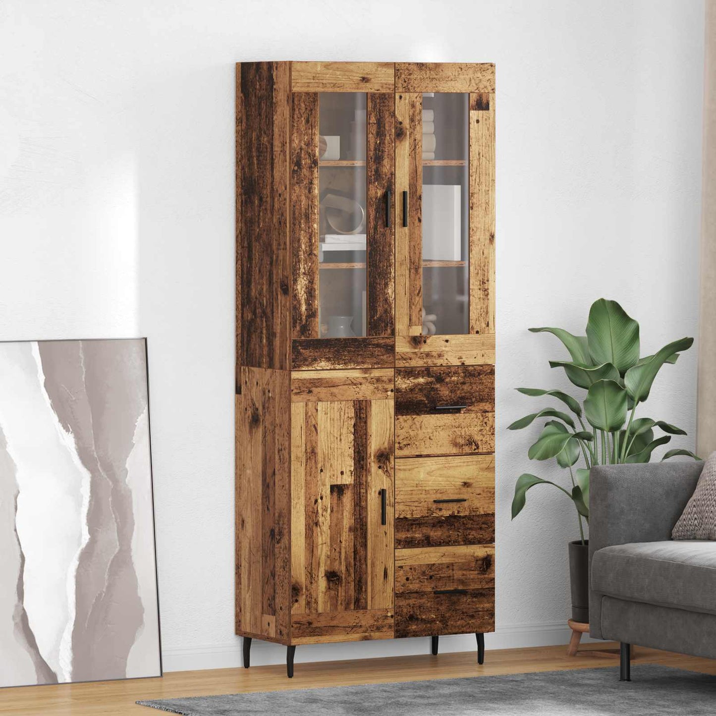 Credenza con cassetto 2 pcs Legno vecchio Legno multistrato