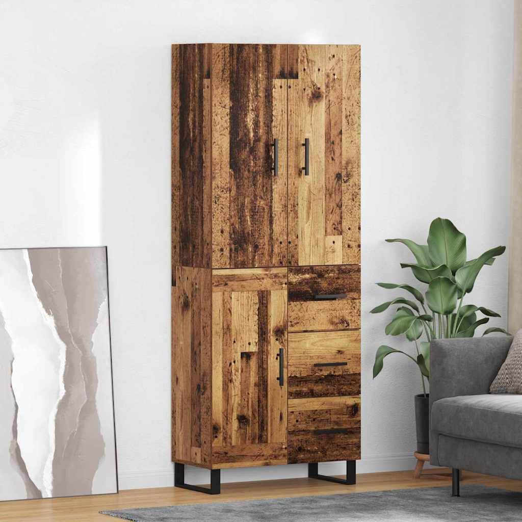 Credenza con cassetto 2 pcs Legno vecchio 69,5 x 34 x 180 cm