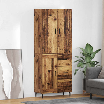 Credenza 2 pcs Legno vecchio Legno Stratificato e Vetro