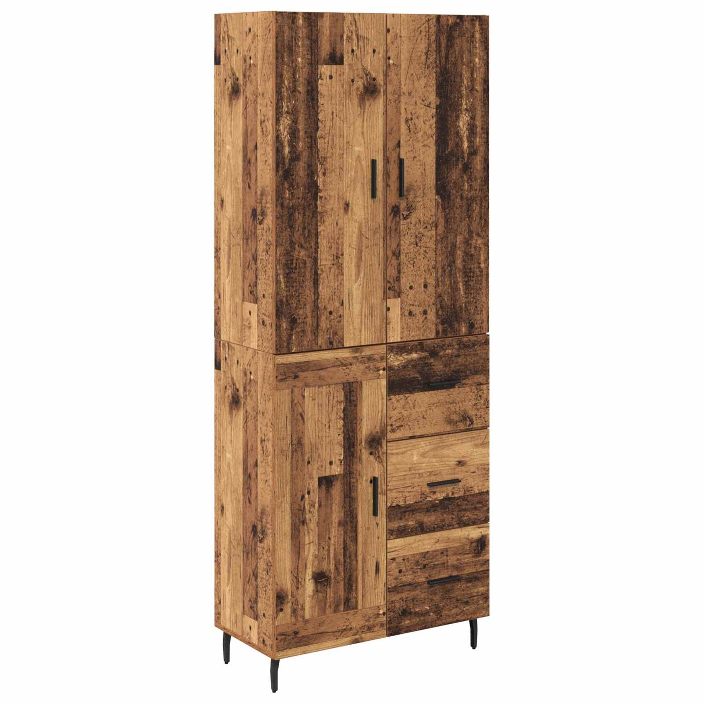 Credenza 2 pcs Legno vecchio Legno Stratificato e Vetro