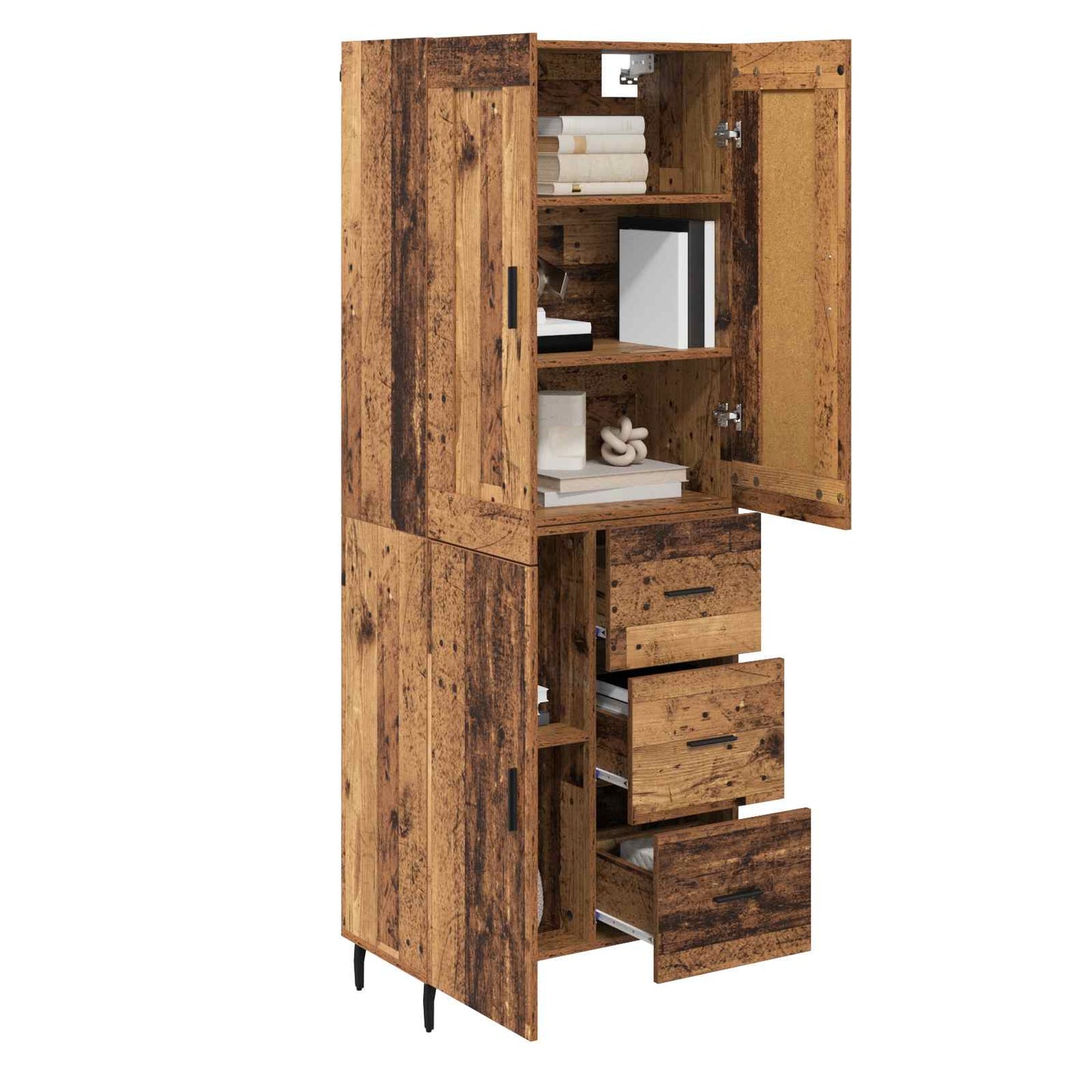 Credenza con cassetto 2 pcs Legno vecchio Legno multistrato