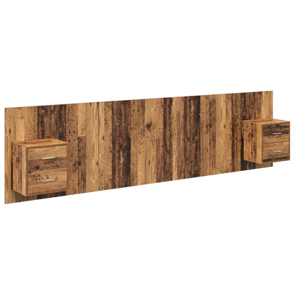 Testata con Comodino 3 pcs Legno vecchio Legno multistrato
