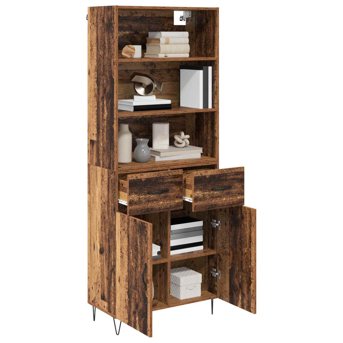 Credenza con cassetto 2 pcs Legno vecchio Legno multistrato