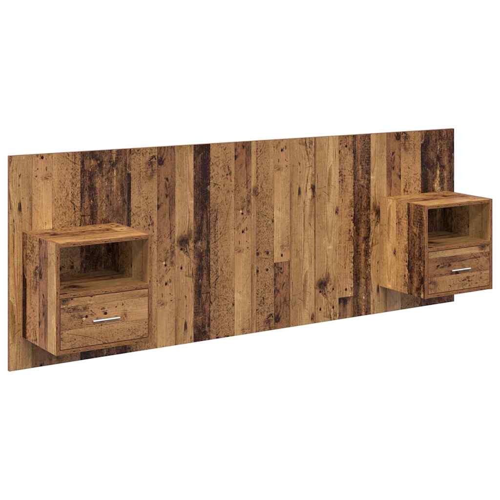 Testata con Comodino 3 pcs Legno vecchio Legno multistrato