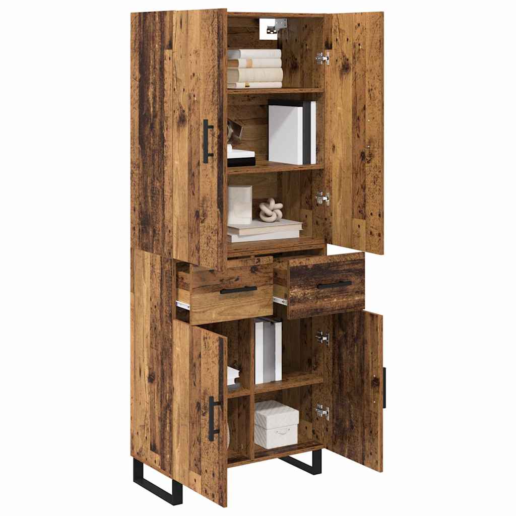 Credenza con cassetto 2 pcs Legno vecchio 69,5 x 34 x 180 cm
