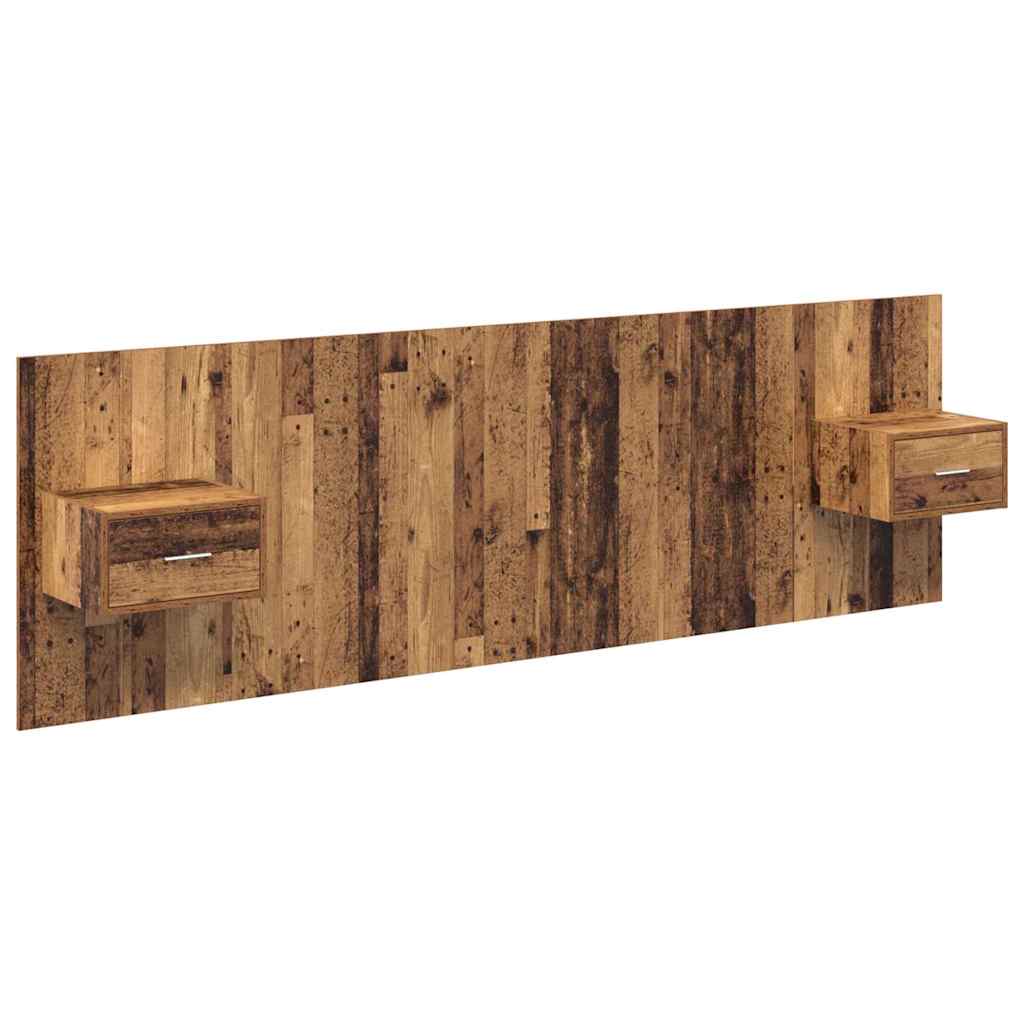 Testata con Comodino 3 pcs Legno vecchio Legno multistrato