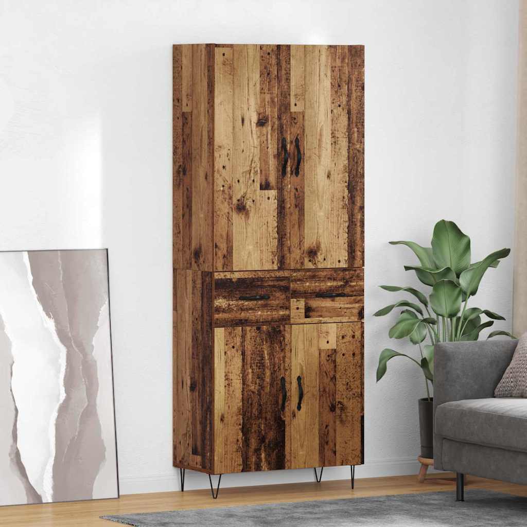 Credenza 2 pcs Legno vecchio Legno ingegnerizzato e vetro