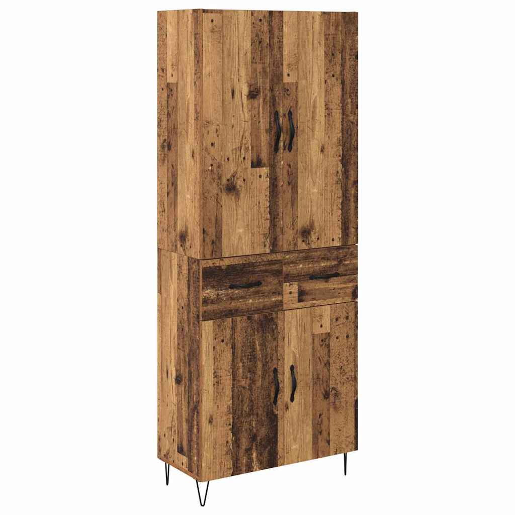 Credenza 2 pcs Legno vecchio Legno ingegnerizzato e vetro