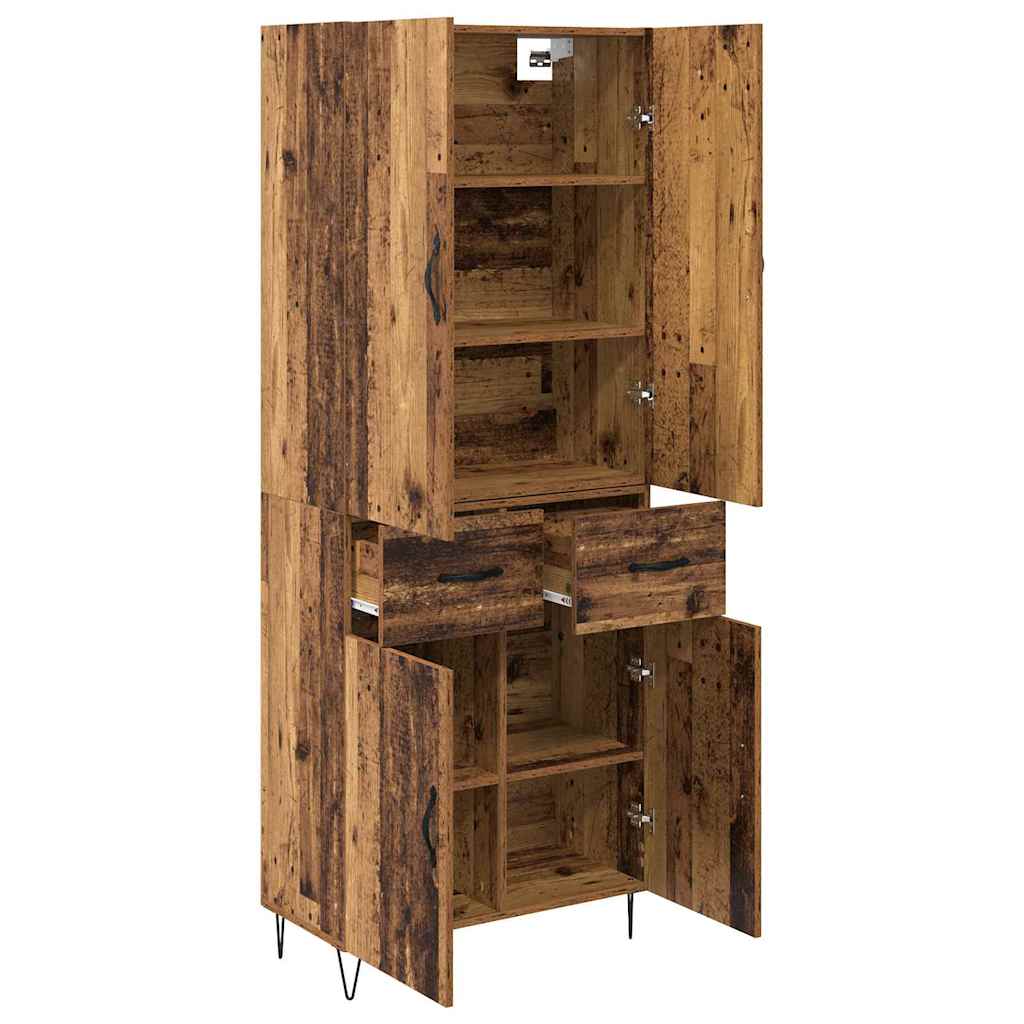 Credenza 2 pcs Legno vecchio Legno ingegnerizzato e vetro