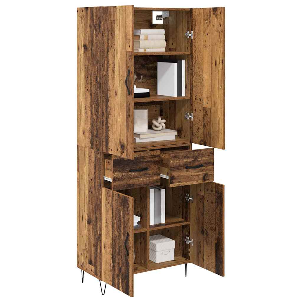 Credenza 2 pcs Legno vecchio Legno ingegnerizzato e vetro