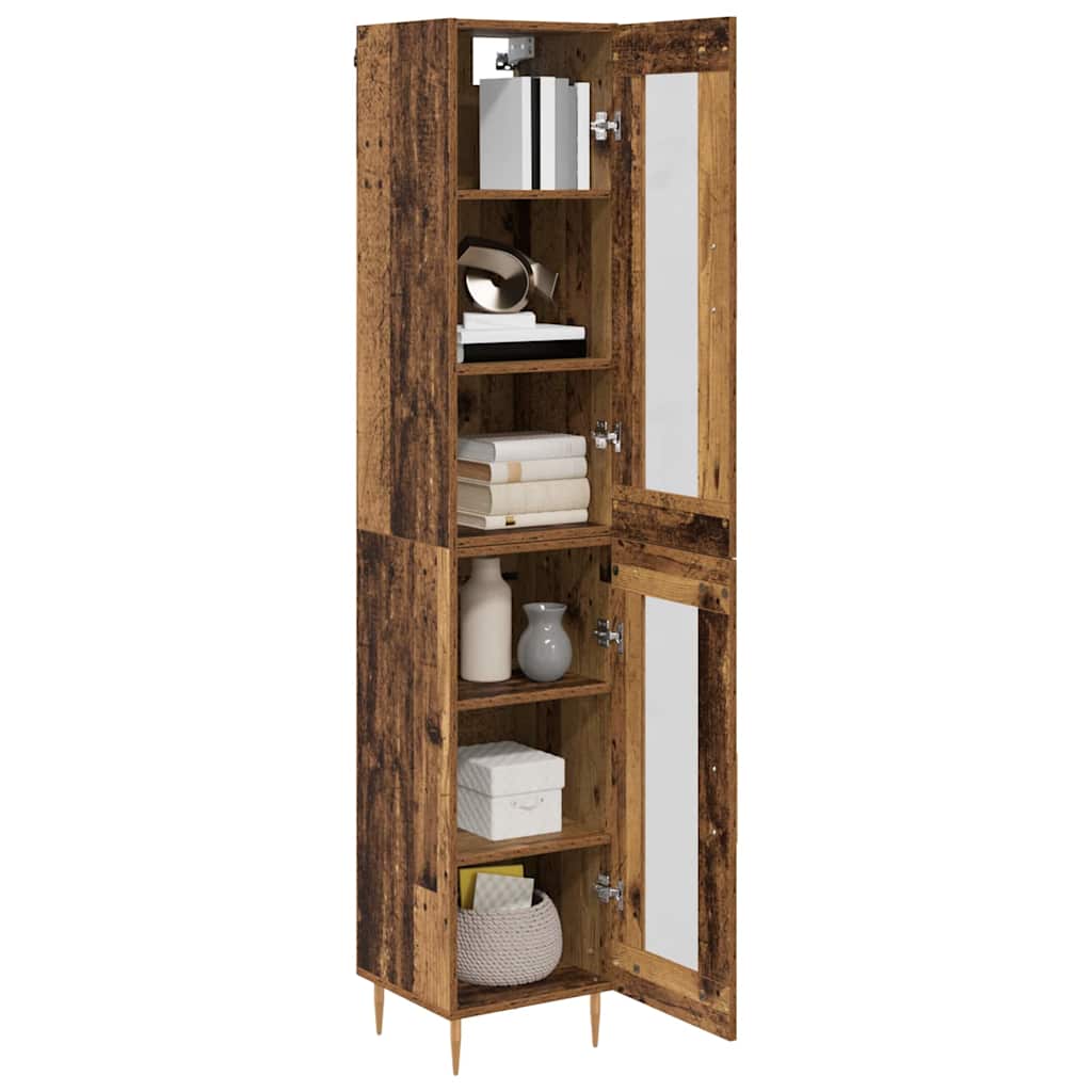 Credenza 2 pcs Legno vecchio Vetro