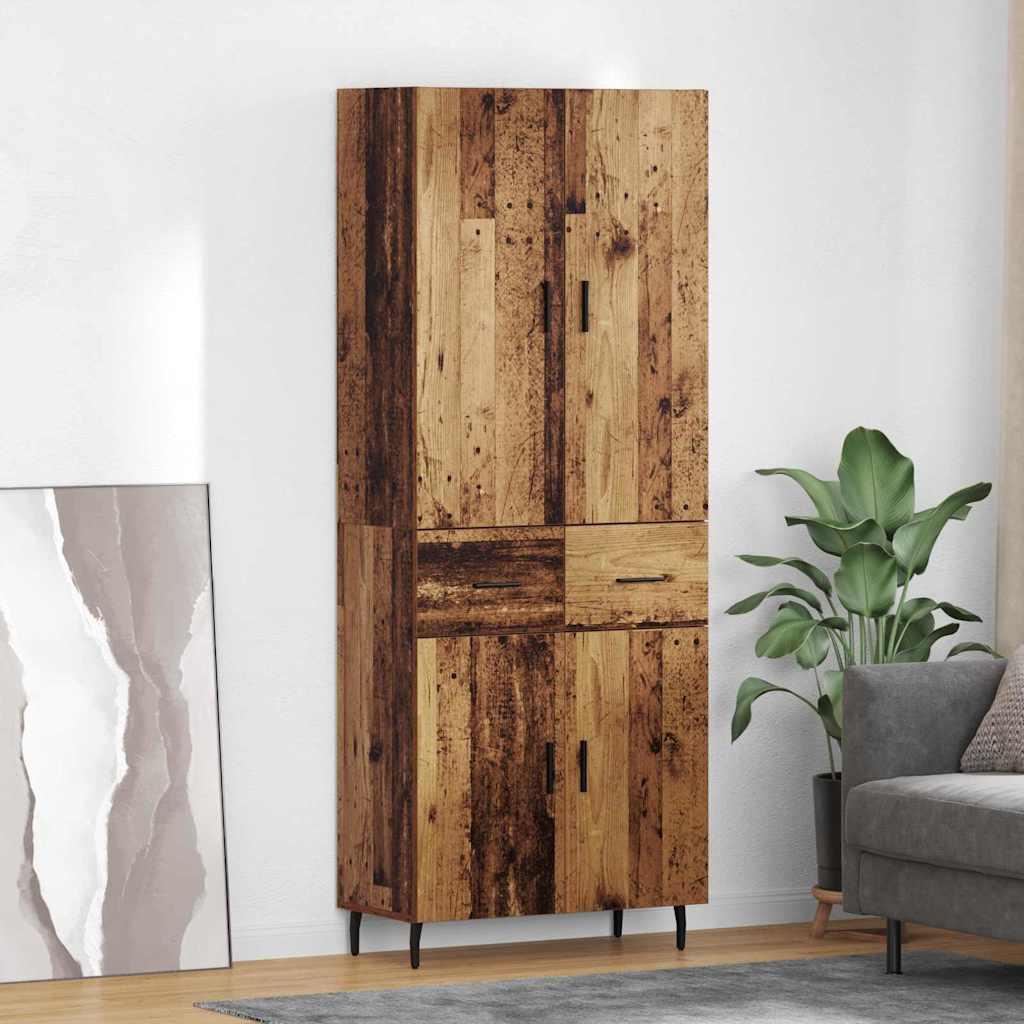 Credenza 2 pcs Legno vecchio Legno Stratificato e Vetro