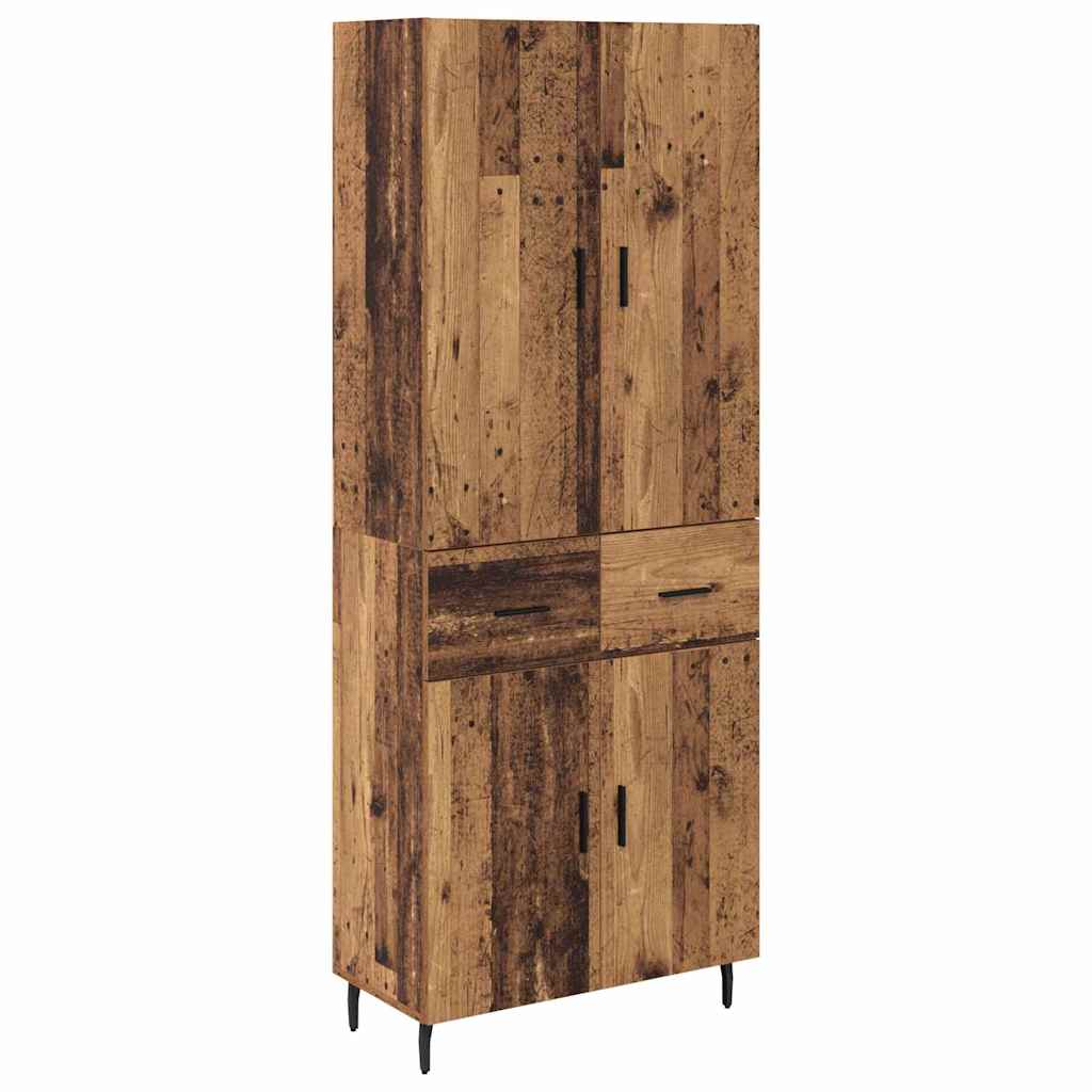 Credenza 2 pcs Legno vecchio Legno Stratificato e Vetro