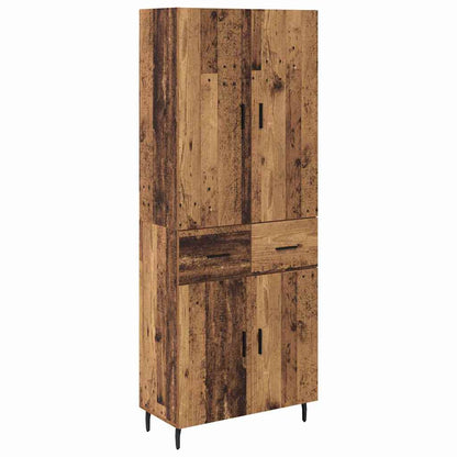 Credenza 2 pcs Legno vecchio Legno Stratificato e Vetro