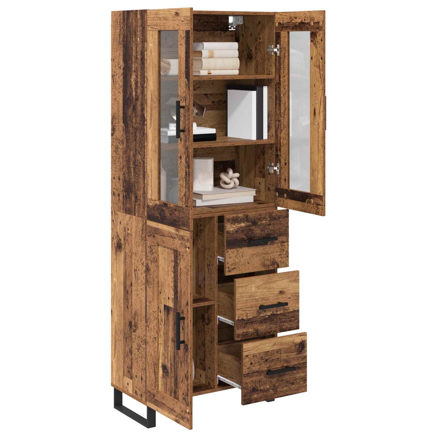 Credenza con cassetto 2 pcs Legno vecchio Legno multistrato