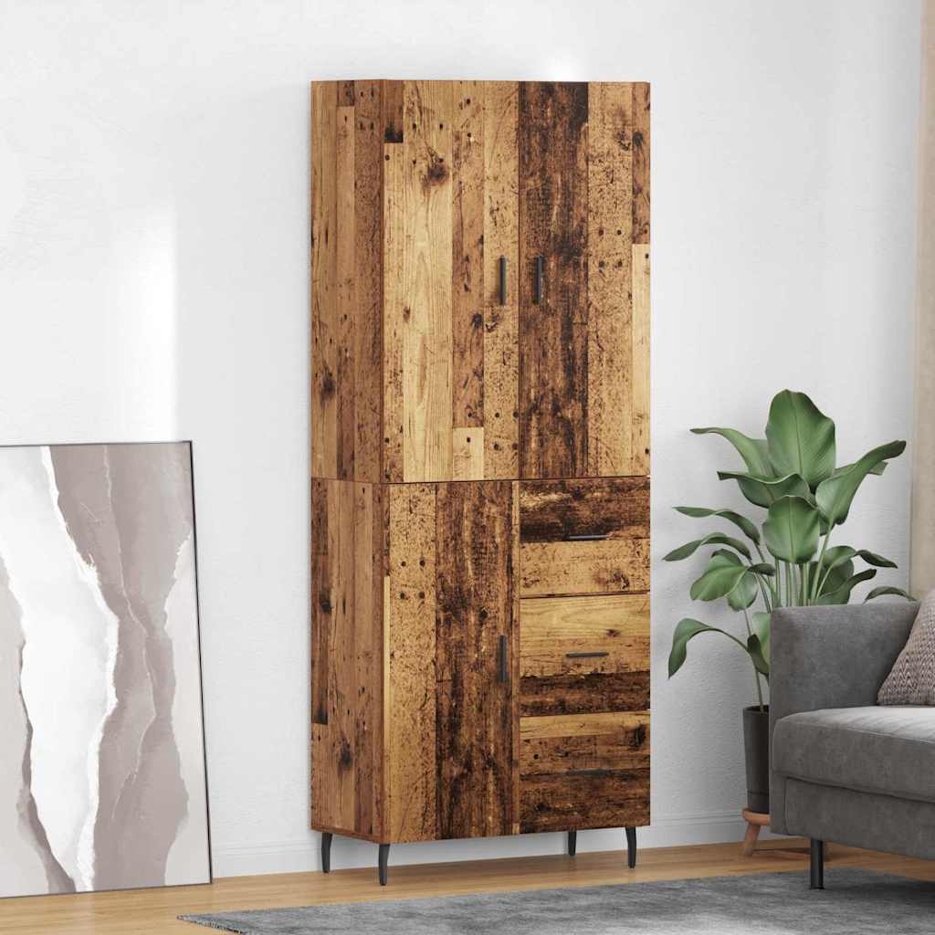 Credenza 2 pcs Legno vecchio Legno Stratificato e Vetro
