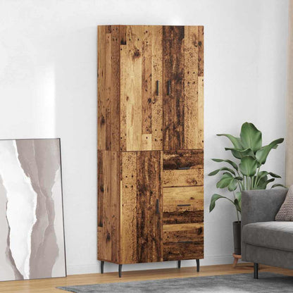 Credenza 2 pcs Legno vecchio Legno Stratificato e Vetro