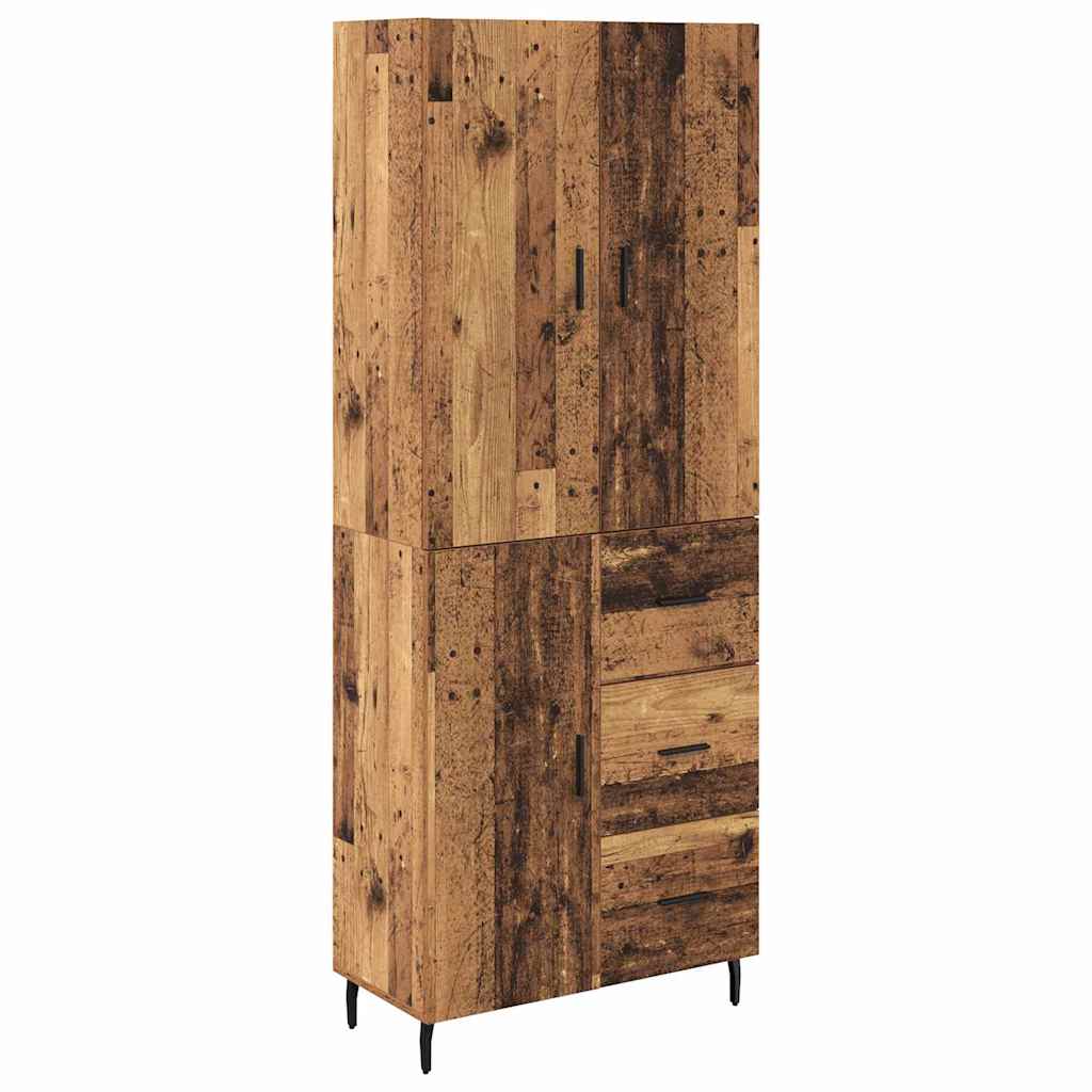 Credenza 2 pcs Legno vecchio Legno Stratificato e Vetro