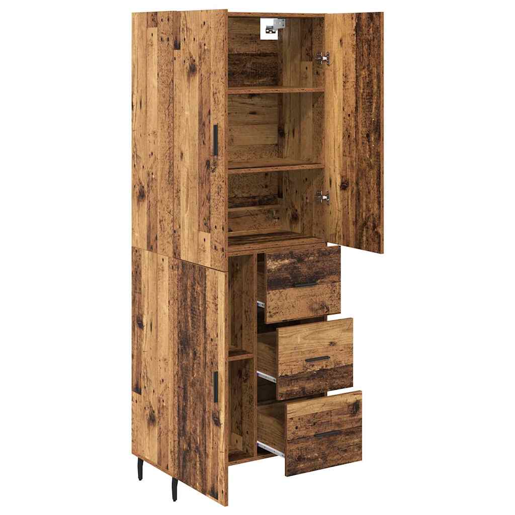 Credenza 2 pcs Legno vecchio Legno Stratificato e Vetro