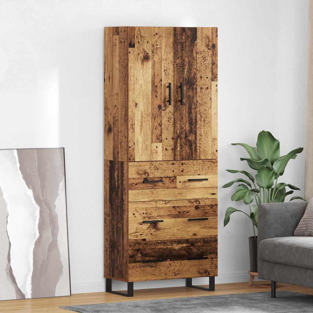 Credenza con cassetto 2 pcs Legno vecchio 69,5 x 34 x 180 cm