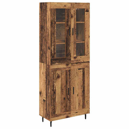 Credenza 2 pcs Legno vecchio Legno Stratificato e Vetro