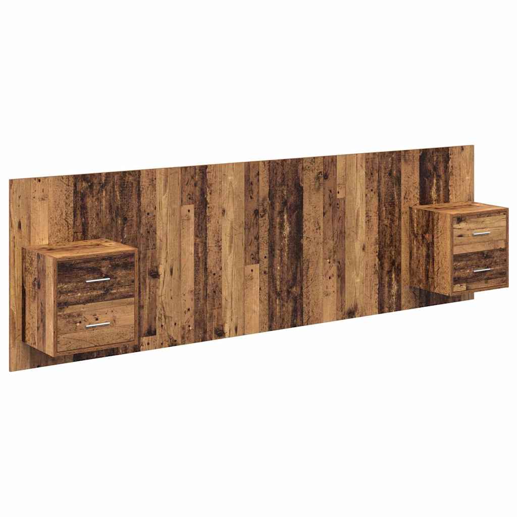 Testata con Comodino 3 pcs Legno vecchio Legno multistrato