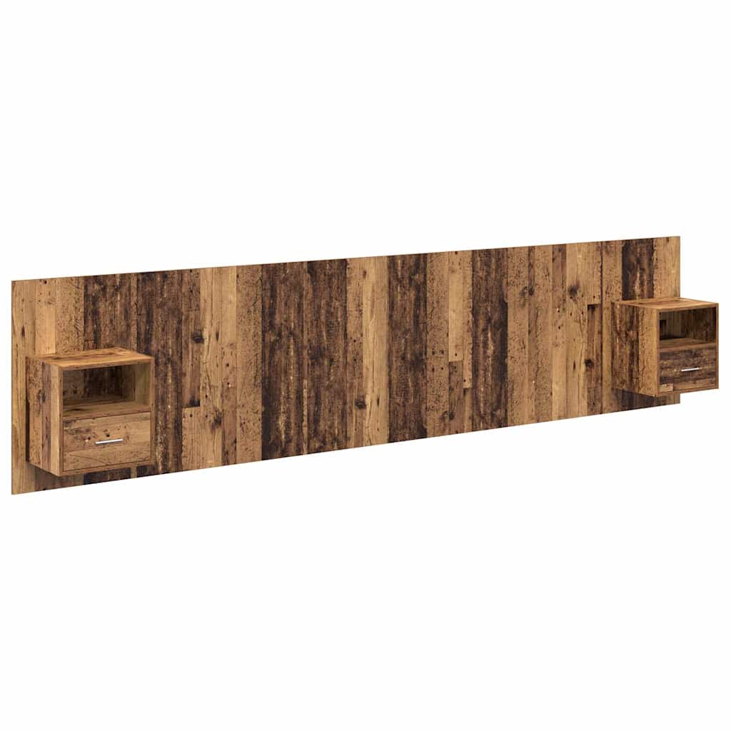 Testata con Comodino 3 pcs Legno vecchio Legno multistrato