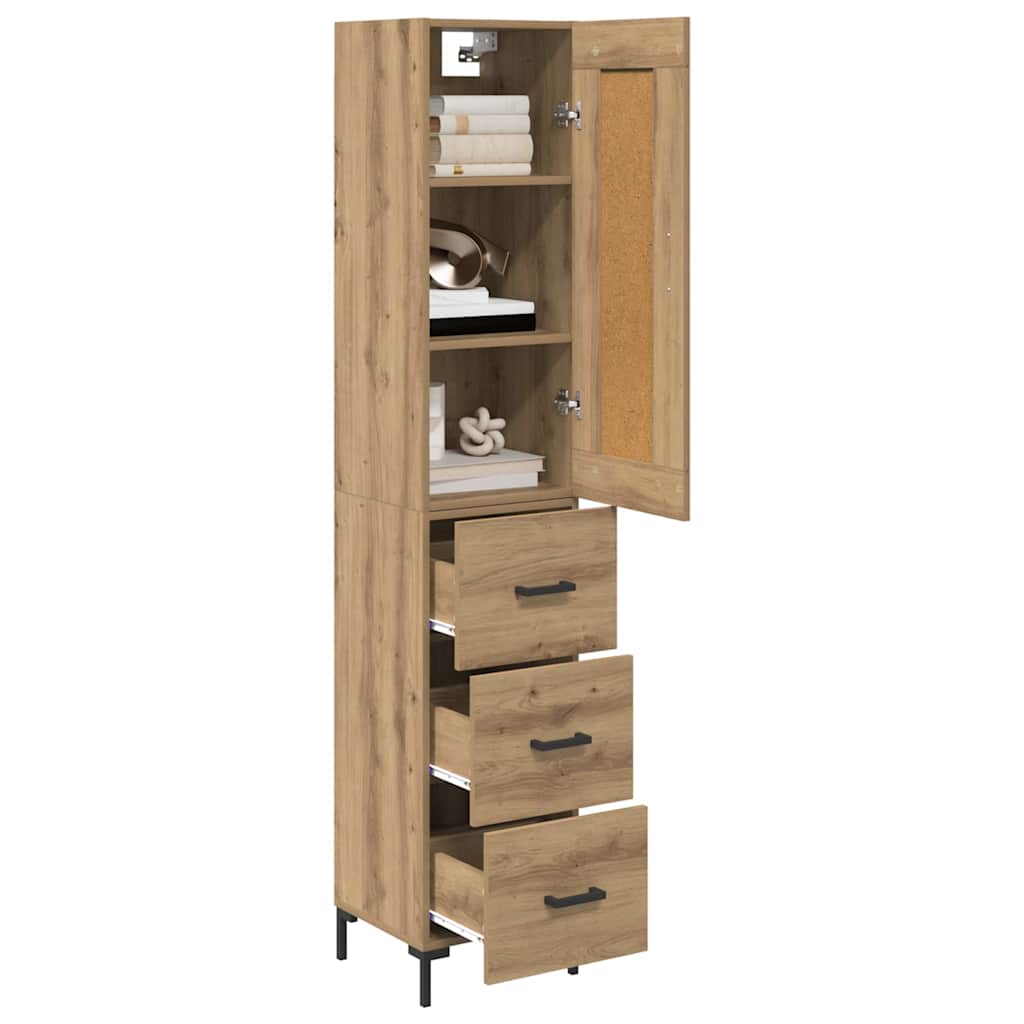 Credenza con cassetto Rovere artigianale 34,5 x 34 x 180 cm