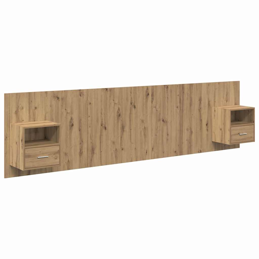 Testata con Comodino 3 pcs Rovere artigianale Legno multistrato