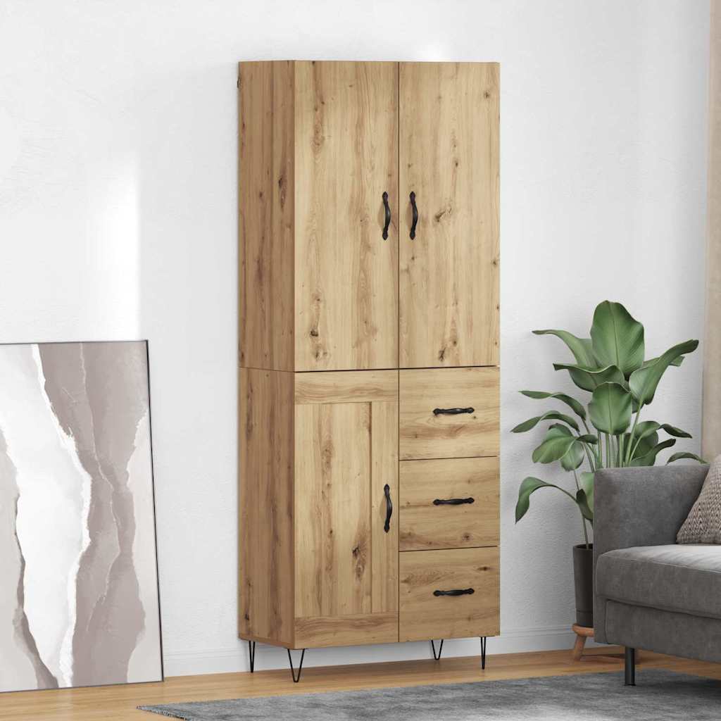 Credenza 2 pcs Rovere artigianale Legno ingegnerizzato e vetro