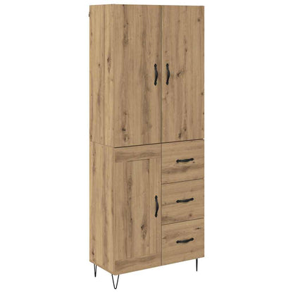 Credenza 2 pcs Rovere artigianale Legno ingegnerizzato e vetro