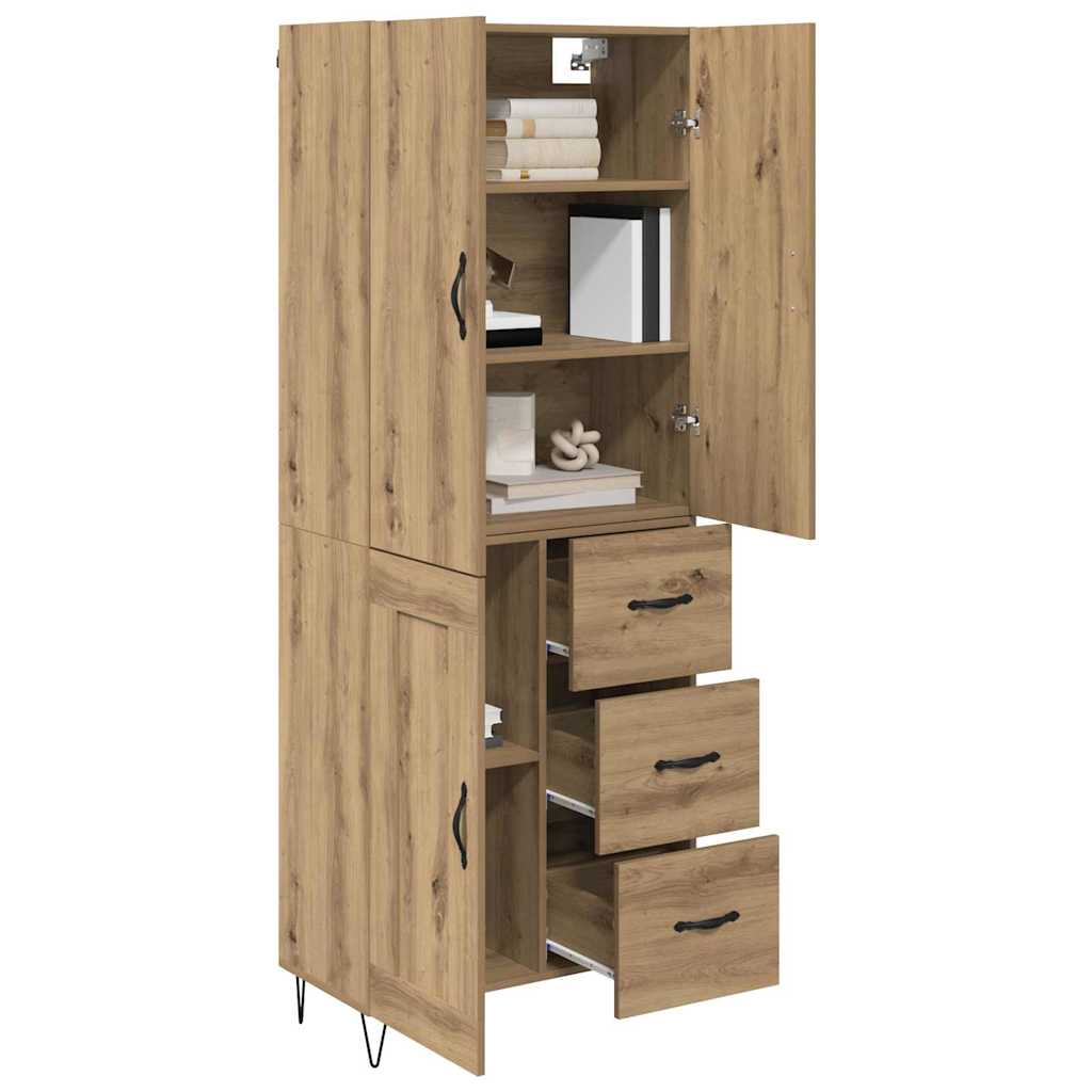 Credenza 2 pcs Rovere artigianale Legno ingegnerizzato e vetro