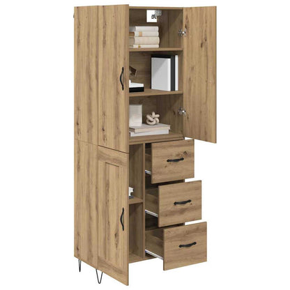 Credenza 2 pcs Rovere artigianale Legno ingegnerizzato e vetro