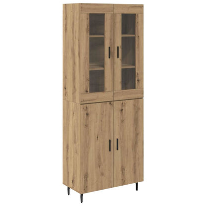 Credenza 2 pcs Rovere artigianale Legno Stratificato e Vetro