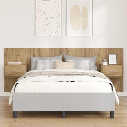 Testata con Comodino 3 pcs Rovere artigianale Legno multistrato