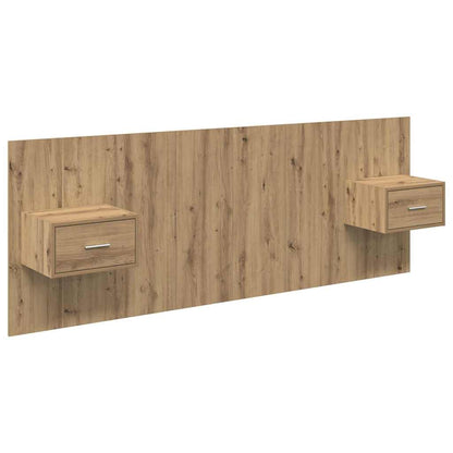 Testata con Comodino 3 pcs Rovere artigianale Legno multistrato
