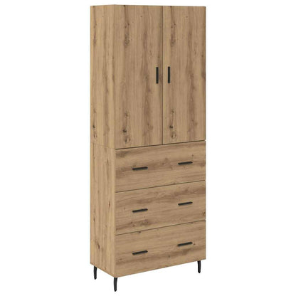 Credenza 2 pcs Rovere artigianale Legno Stratificato e Vetro