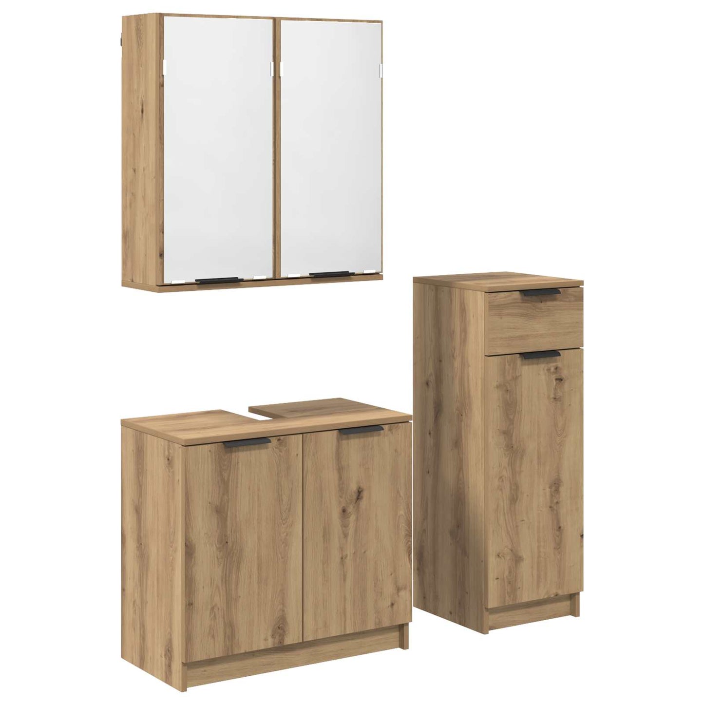Set di mobili per il bagno con porta 3 pcs Rovere artigianale