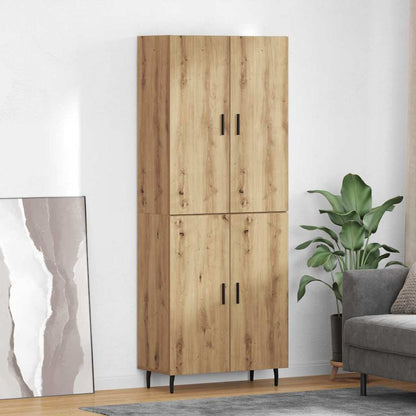 Credenza 2 pcs Rovere artigianale Legno Stratificato e Vetro