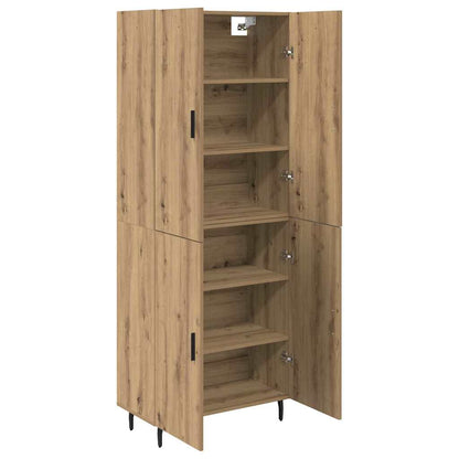 Credenza 2 pcs Rovere artigianale Legno Stratificato e Vetro