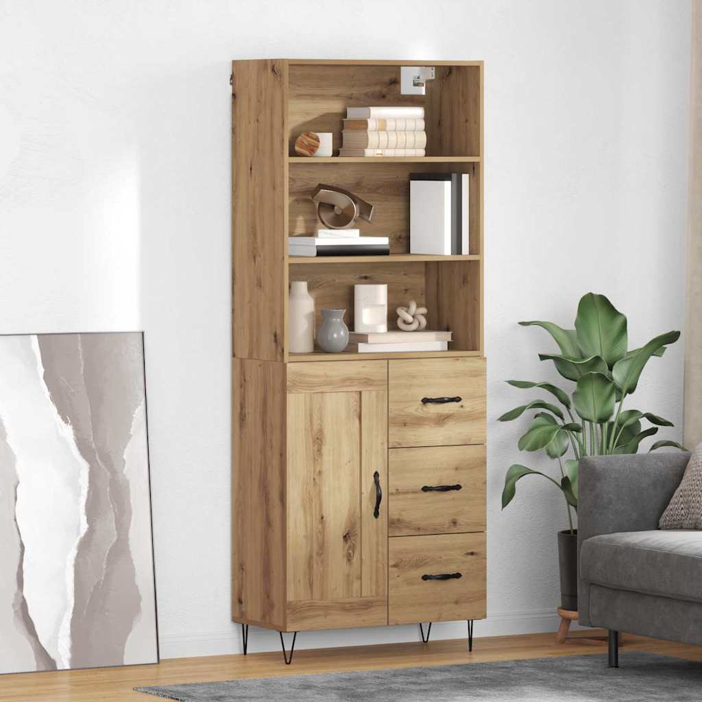 Credenza 2 pcs Rovere artigianale Legno multistrato