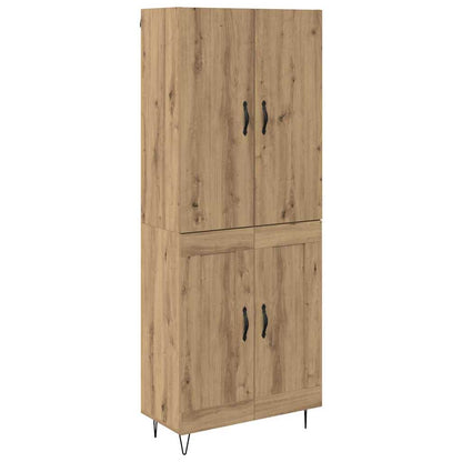 Credenza 2 pcs Rovere artigianale Legno ingegnerizzato e vetro