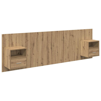 Testata con Comodino 3 pcs Rovere artigianale Legno multistrato