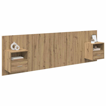Testata con Comodino 3 pcs Rovere artigianale Legno multistrato