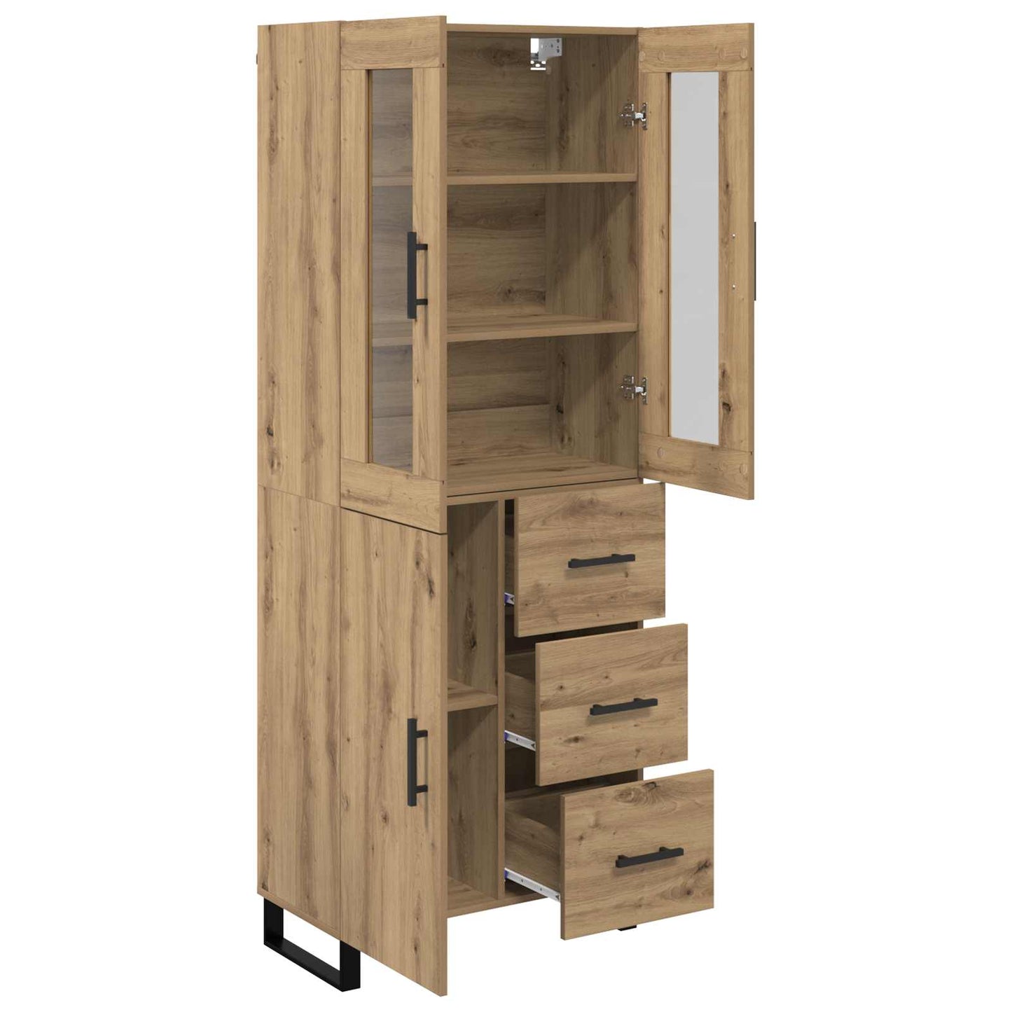 Credenza 2 pcs Rovere artigianale Legno multistrato