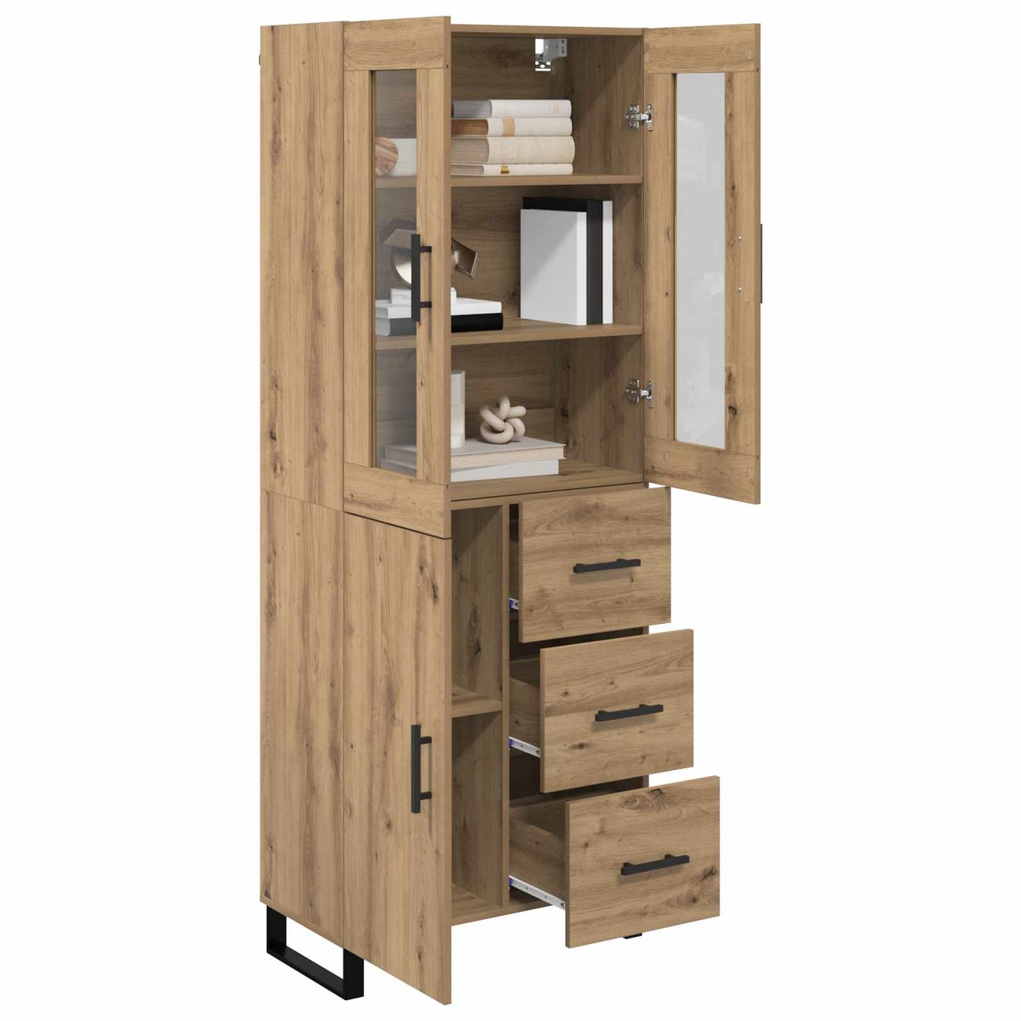 Credenza 2 pcs Rovere artigianale Legno multistrato