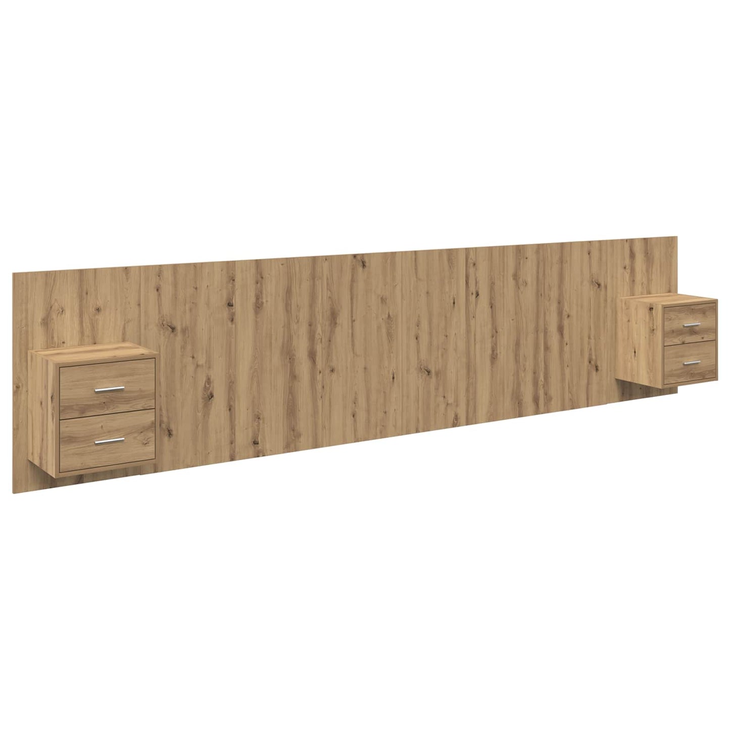 Testata con Comodino 3 pcs Rovere artigianale Legno multistrato
