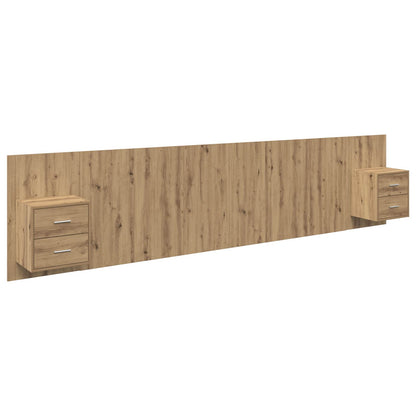 Testata con Comodino 3 pcs Rovere artigianale Legno multistrato