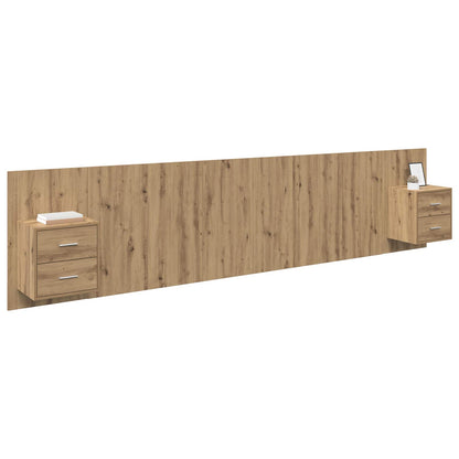 Testata con Comodino 3 pcs Rovere artigianale Legno multistrato