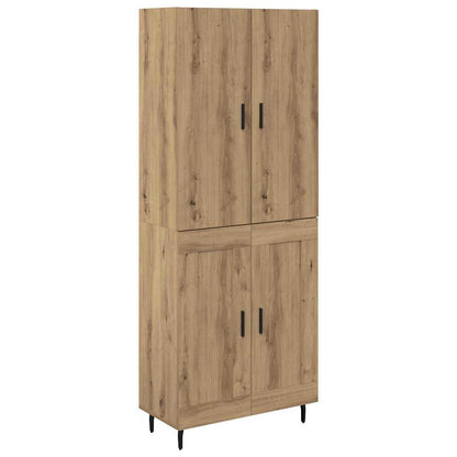 Credenza 2 pcs Rovere artigianale Legno Stratificato e Vetro